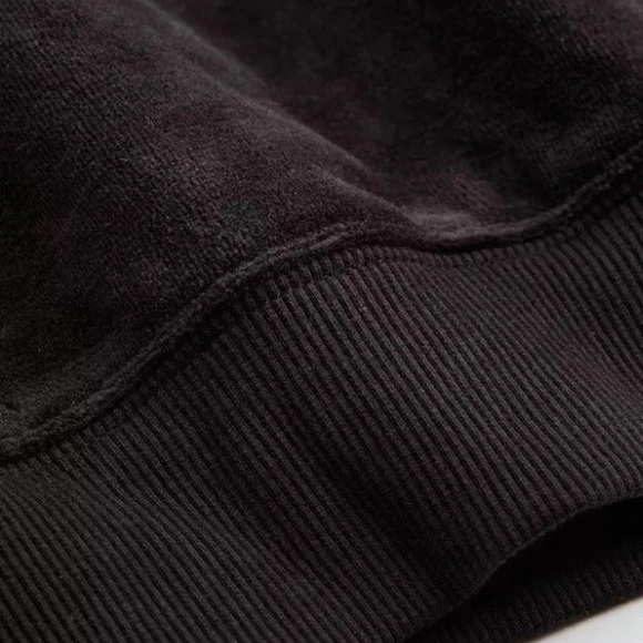 H&M Black Oversized Thick Velour Hoodie Drop Shoulder Kangaroo Winter Cozy Top M - Picture 2 of 7